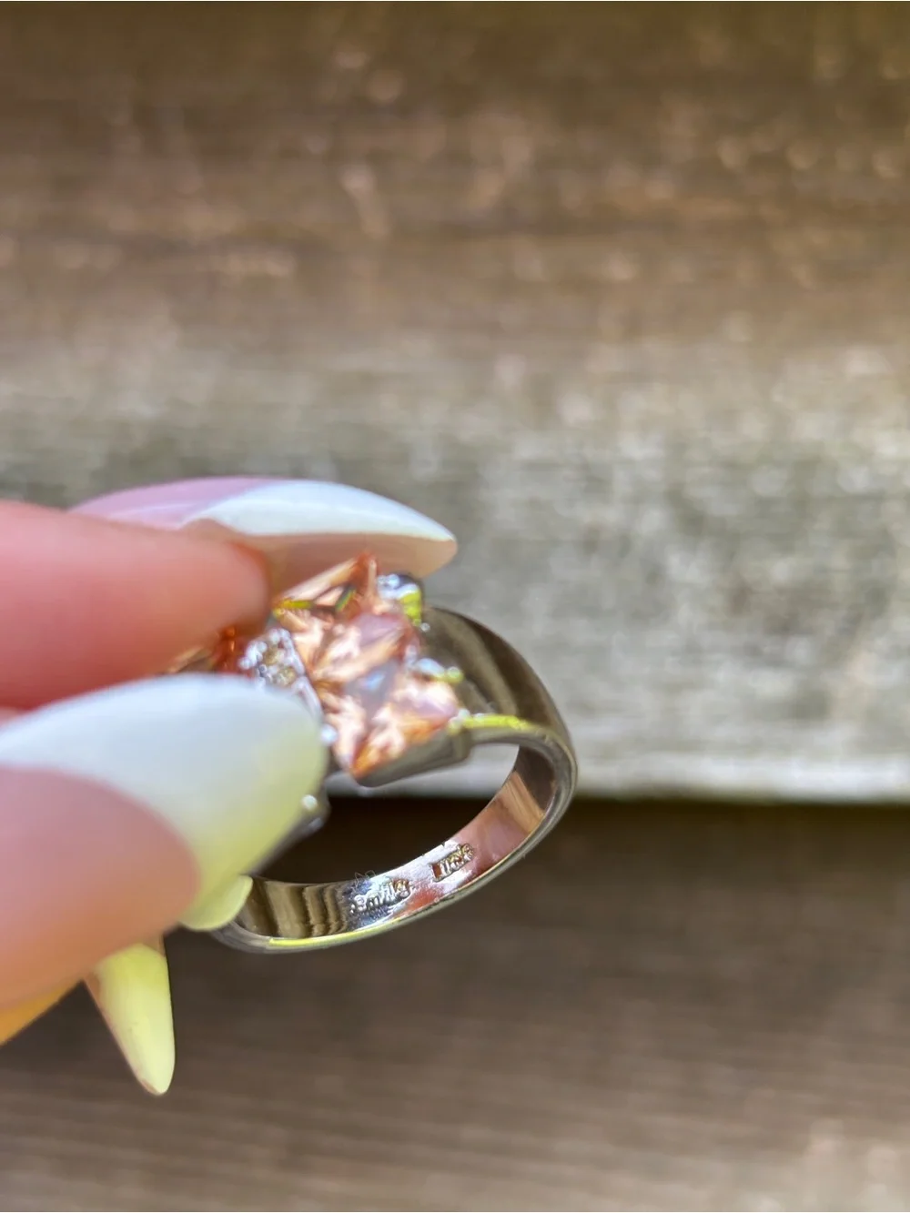 Camille Lucie Vintage Ring, Topaz and White Gold Plated